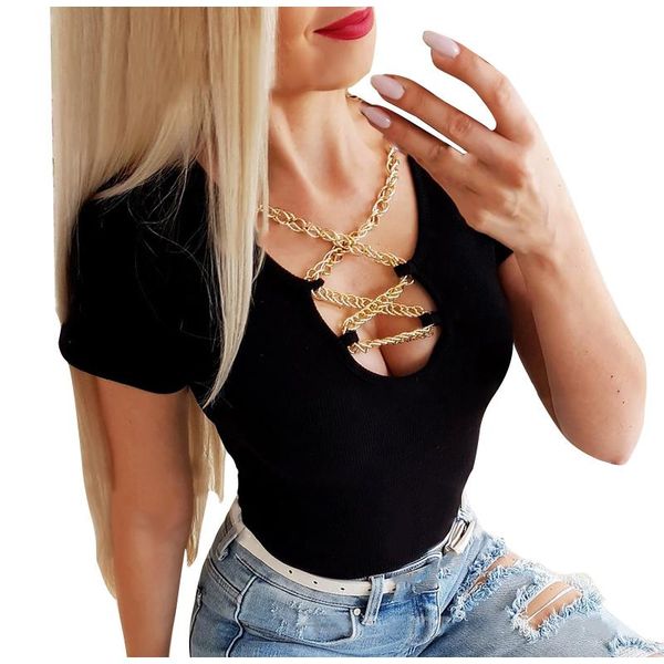 women's t-shirt chest chain split t-shirts summer harajuku casual solid color deep v-neck y2k femme fitness zaraing, White
women's t-shirt chest chain split t-shirts summer harajuku casual solid color deep v-neck y2k femme fitness zaraing, White