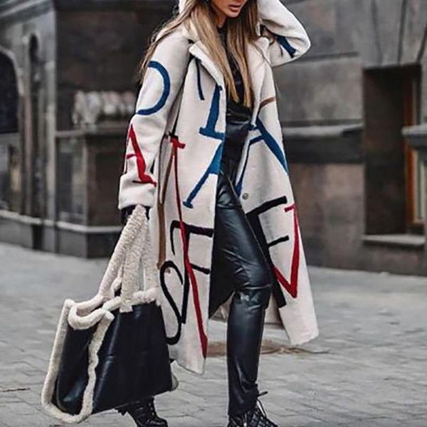 women's wool & blends autumn women casual blend long overcoat lady print lapel coat winter sleeve oversize loose outwear windbreaker ja, Black
women's wool & blends autumn women casual blend long overcoat lady print lapel coat winter sleeve oversize loose outwear windbreaker ja, Black