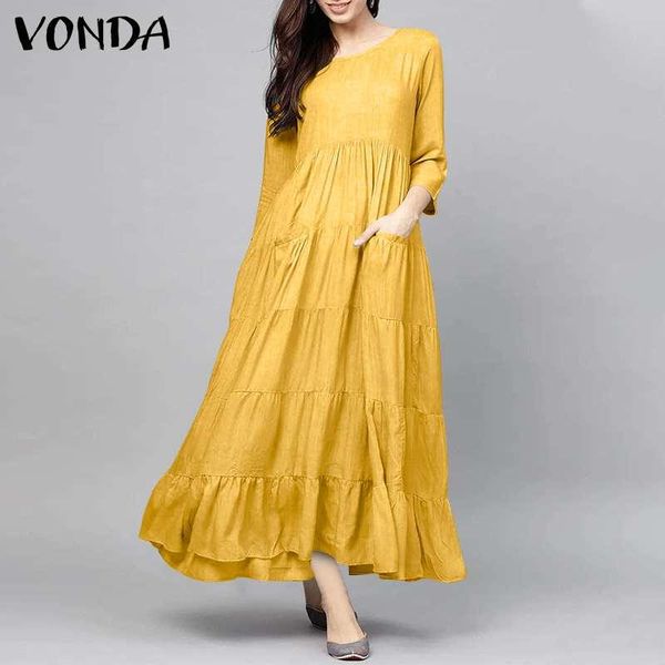 summer long dress women vintage casual loose 3/4 sleeve plain with pockets 2021 vonda bohemian vestidos plus size dresses, Black;gray
summer long dress women vintage casual loose 3/4 sleeve plain with pockets 2021 vonda bohemian vestidos plus size dresses, Black;gray