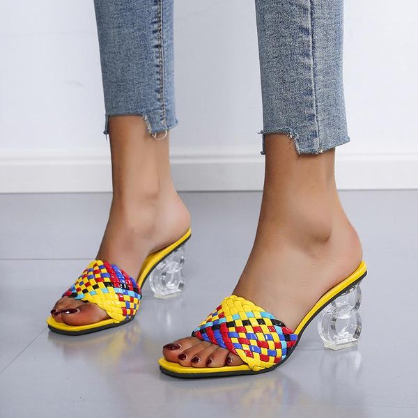 slippers women's tressees backless mules talons summer office lady weave sandals mature slides high heeled shoes size 41, Black
slippers women's tressees backless mules talons summer office lady weave sandals mature slides high heeled shoes size 41, Black