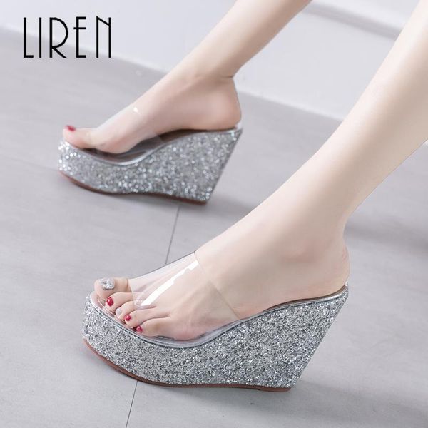 slippers women sandals wedges high heels slides open toe pvc transparent platform shoe gold/silver fashion wedding mule1, Black
slippers women sandals wedges high heels slides open toe pvc transparent platform shoe gold/silver fashion wedding mule1, Black