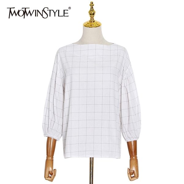 plaid loose shirt for women o neck puff sleeve elegant casual blouse female spring fashion clothing 210524, White
plaid loose shirt for women o neck puff sleeve elegant casual blouse female spring fashion clothing 210524, White