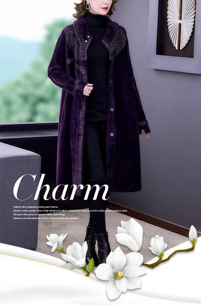 women's wool & blends winter coat for middle-aged mothers high velvet mid-length gorgeous color matching women christmas, Black
women's wool & blends winter coat for middle-aged mothers high velvet mid-length gorgeous color matching women christmas, Black