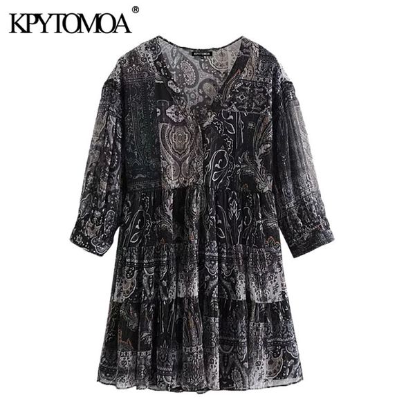 women chic fashion ruffled printed mini dress vintage three quarter sleeve with lining female dresses vestidos 210416, Black;gray
women chic fashion ruffled printed mini dress vintage three quarter sleeve with lining female dresses vestidos 210416, Black;gray