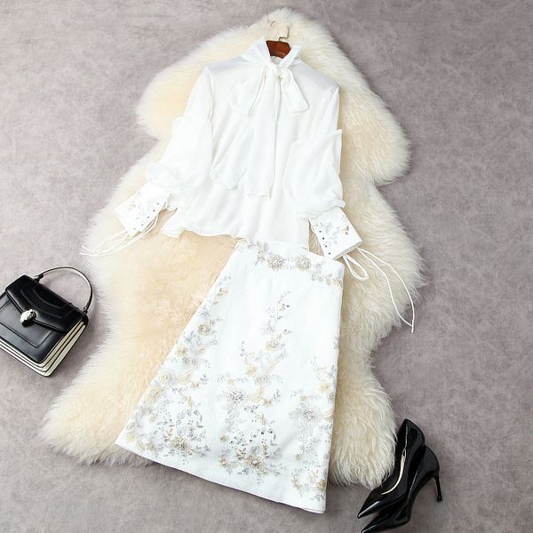 dress european and american women's wear for spring 2021 long sleeved shirt with bow collar beaded embroidered skirt fashion suits c55w, White
dress european and american women's wear for spring 2021 long sleeved shirt with bow collar beaded embroidered skirt fashion suits c55w, White