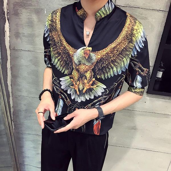 men's casual shirts 2021 arrival brand clothing men shirt summer thin male sleeve printing leisure three quarter mandarin collar, White;black
men's casual shirts 2021 arrival brand clothing men shirt summer thin male sleeve printing leisure three quarter mandarin collar, White;black