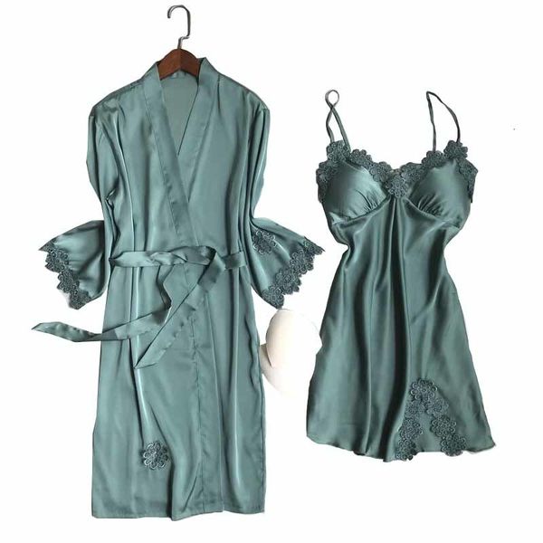 women's sleepwear ladies silk satin 2pcs nightgown solid color lace set v-neck cardigan+dress femme comfort thin homewear etp, Black;red
women's sleepwear ladies silk satin 2pcs nightgown solid color lace set v-neck cardigan+dress femme comfort thin homewear etp, Black;red