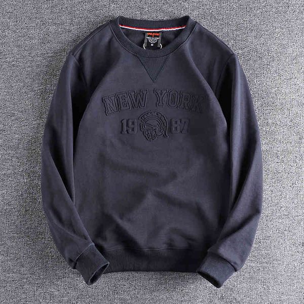 men's hoodies & sweatshirts wash all cotton three-dimensional embossed terry round neck long sleeve sweater autumn t142, Black
men's hoodies & sweatshirts wash all cotton three-dimensional embossed terry round neck long sleeve sweater autumn t142, Black