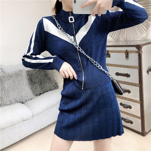 bright silk knit zippers striped casual long sleeve sweaters +women autumn winter ruched high waist knitted mini skirts sets 210525, White
bright silk knit zippers striped casual long sleeve sweaters +women autumn winter ruched high waist knitted mini skirts sets 210525, White