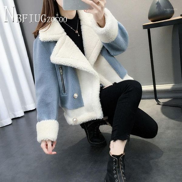 women's jackets 2021 autumn winter imitation lambswool women coat lapel female jacket, Black;brown
women's jackets 2021 autumn winter imitation lambswool women coat lapel female jacket, Black;brown