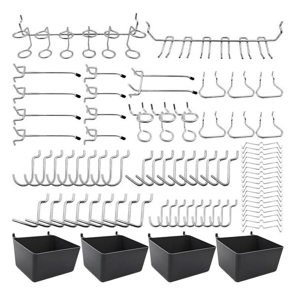 hooks & rails 80 piece pegboard assortment with bins, peg locks, for organizing various tools kitchen craft room
hooks & rails 80 piece pegboard assortment with bins, peg locks, for organizing various tools kitchen craft room