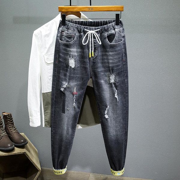 men's jeans 2021 autumn men's oversized elastic waist loose stretch harem pants hole denim trousers male plus size 5xl 6xl 7xl, Blue
men's jeans 2021 autumn men's oversized elastic waist loose stretch harem pants hole denim trousers male plus size 5xl 6xl 7xl, Blue