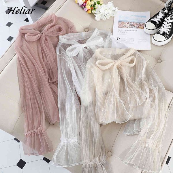 women chiffon blouse transparent bowknot neck fairy pullovers for fashion shirt 210518, White
women chiffon blouse transparent bowknot neck fairy pullovers for fashion shirt 210518, White