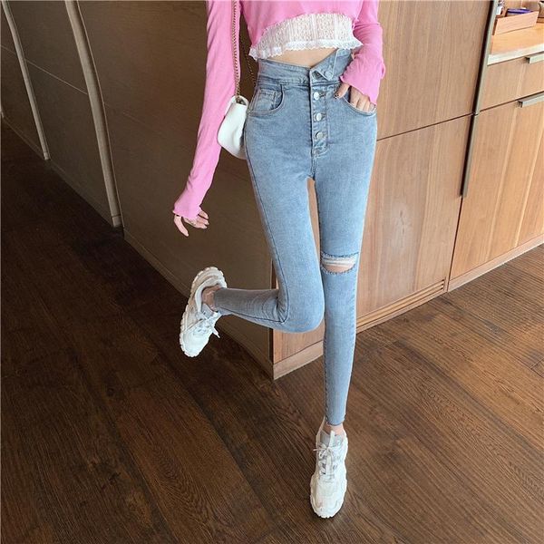 women jeans hollowed worn out wash elastic cotton denim pants for fashion lady women's, Blue
women jeans hollowed worn out wash elastic cotton denim pants for fashion lady women's, Blue
