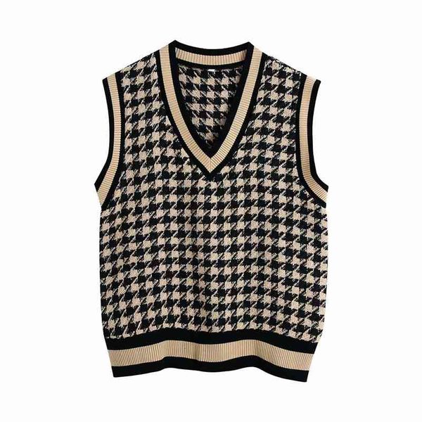women's knits & tees women fashion black houndstooth za spring loose knitted pullover vest female casual v-neck sleeveless plaid s, White
women's knits & tees women fashion black houndstooth za spring loose knitted pullover vest female casual v-neck sleeveless plaid s, White