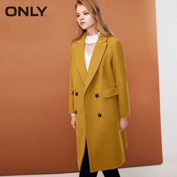 women's jackets only mid-length double-breasted woolen overcoat|118427501, Black;brown
women's jackets only mid-length double-breasted woolen overcoat|118427501, Black;brown