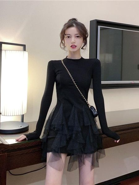 casual dresses autumn 2021 fashion high waist long sleeve closing show thin temperament mesh panel dress female, Black;gray
casual dresses autumn 2021 fashion high waist long sleeve closing show thin temperament mesh panel dress female, Black;gray