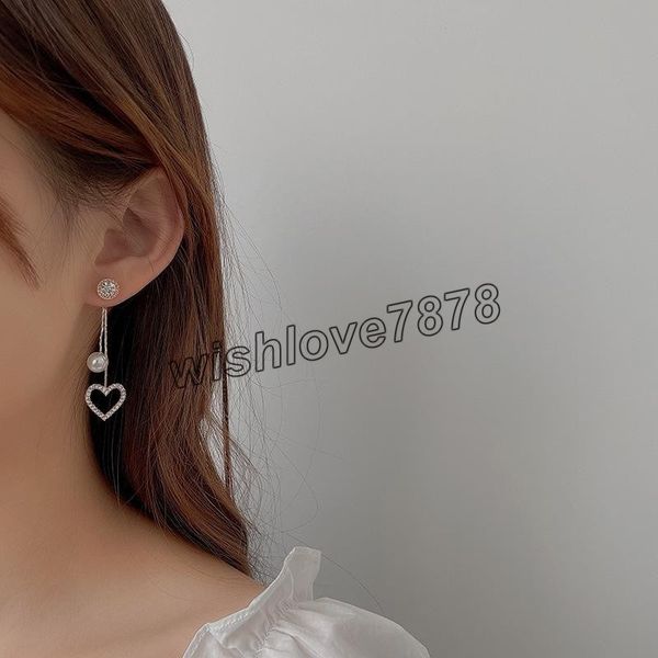 korean trendy simulated-pearl dangle earrings for women temperament long heart crystal earring jewelry, Silver
korean trendy simulated-pearl dangle earrings for women temperament long heart crystal earring jewelry, Silver