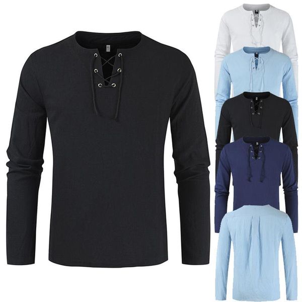 men's t-shirts 2021 spring summer casual fashion cotton linen solid colors o-neck bandage loose long sleeve t-shirt camiseta hombre#g3, White;black
men's t-shirts 2021 spring summer casual fashion cotton linen solid colors o-neck bandage loose long sleeve t-shirt camiseta hombre#g3, White;black