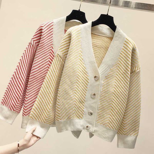 women sweater knitted cardigans oversize stripes v-neck knitwear ladies casual loose single breasted elegant cardigan outwear, White
women sweater knitted cardigans oversize stripes v-neck knitwear ladies casual loose single breasted elegant cardigan outwear, White