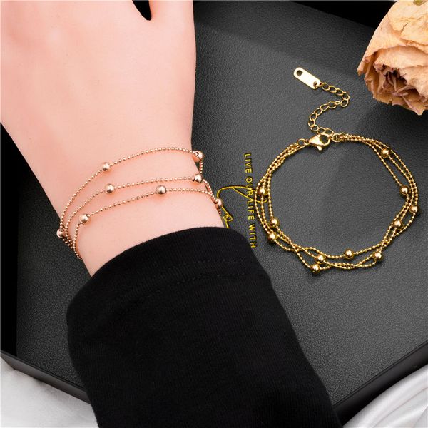 korean fashion triple beaded chains bracelet by 316l stainless steel for ladies & girls, Black
korean fashion triple beaded chains bracelet by 316l stainless steel for ladies & girls, Black