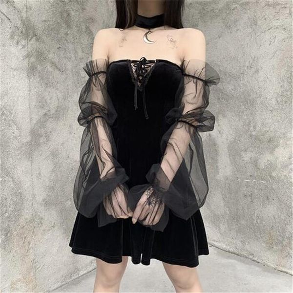 women's dress perspective mesh off shoulder tube and choker two-piece suit for party vacation dating clubwear casual dresses, Black;gray
women's dress perspective mesh off shoulder tube and choker two-piece suit for party vacation dating clubwear casual dresses, Black;gray