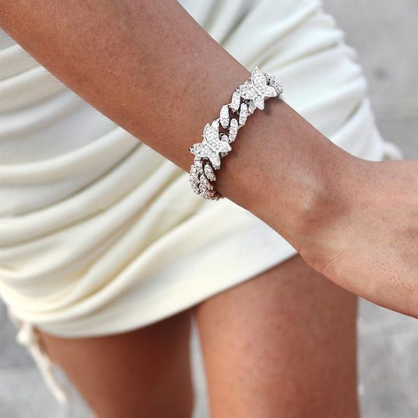 link, chain hip hop bling iced out cuban link butterfly bracelets for women rapper gold silver color rhinestone bracelet jewelry, Black
link, chain hip hop bling iced out cuban link butterfly bracelets for women rapper gold silver color rhinestone bracelet jewelry, Black