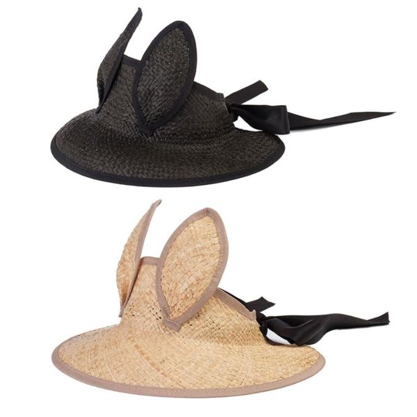 wide brim hats straw-woven sunhat visor summer sun protection uv radiation ears decoration with adjustable strap, Blue;gray
wide brim hats straw-woven sunhat visor summer sun protection uv radiation ears decoration with adjustable strap, Blue;gray