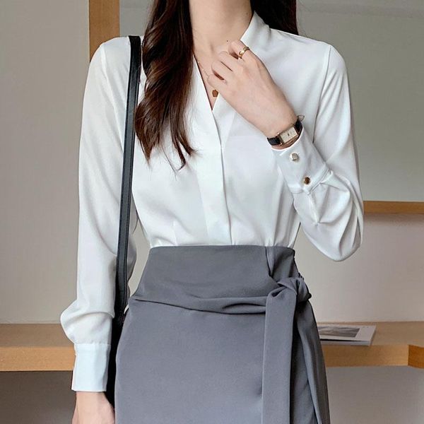 women's blouses & shirts blusas de mujer 2021 fashion korean clothing chiffon casual drop ladies white long sleeve blouse v-neck 0970
women's blouses & shirts blusas de mujer 2021 fashion korean clothing chiffon casual drop ladies white long sleeve blouse v-neck 0970