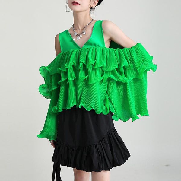 women's blouses & shirts women green ruffles irregular big size blouse v-neck long sleeve loose fit shirt fashion spring summer 2021 e9, White
women's blouses & shirts women green ruffles irregular big size blouse v-neck long sleeve loose fit shirt fashion spring summer 2021 e9, White