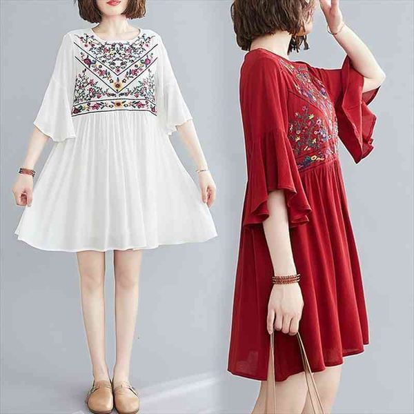 ethnic summer spring leisure womens camis o-neck embroidery flowers fold mini dress women cotton flare sleeve bohemian beach dresses, White
ethnic summer spring leisure womens camis o-neck embroidery flowers fold mini dress women cotton flare sleeve bohemian beach dresses, White