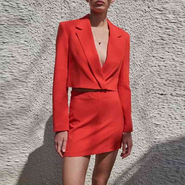 za suit office women 2-piece pring fahion lim red hort kirt caual chic treet youth 210601, White
za suit office women 2-piece pring fahion lim red hort kirt caual chic treet youth 210601, White