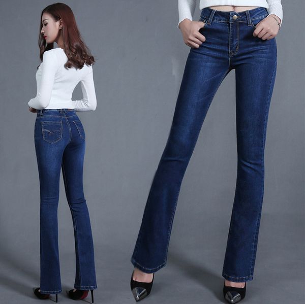 2021 new womens fashion casual jeans slim jeans, Blue