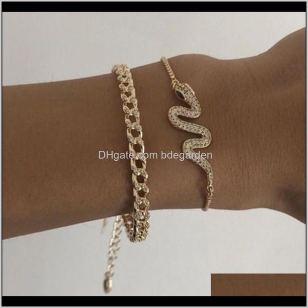 bracelets drop delivery 2021 2 pcs/set gold color snake chain women bohemian cuban link charm bracelet men jewelry w4kqv, Golden;silver
bracelets drop delivery 2021 2 pcs/set gold color snake chain women bohemian cuban link charm bracelet men jewelry w4kqv, Golden;silver