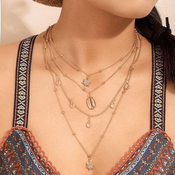 pendant necklaces boho multielement crystal for women fashion gold water drop necklace vintage multiple layers sun shell jewelry, Silver
pendant necklaces boho multielement crystal for women fashion gold water drop necklace vintage multiple layers sun shell jewelry, Silver