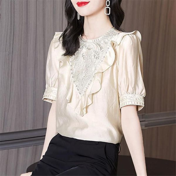 women's blouses & shirts fashion temperament imitation silk bright line decoration short sleeve o-neck buttons loose blusas mm1258, White
women's blouses & shirts fashion temperament imitation silk bright line decoration short sleeve o-neck buttons loose blusas mm1258, White