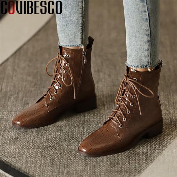 boots covibesco basic ankle for women autumn winter genuine leather shoes woman fashion cross-tied office lady low heels, Black
boots covibesco basic ankle for women autumn winter genuine leather shoes woman fashion cross-tied office lady low heels, Black