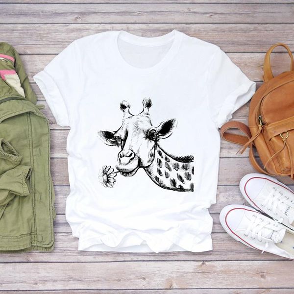 women's t-shirt women cartoon giraffe flower love valentine fashion 90s print lady t-shirts womens graphic t shirt ladies female tee, White
women's t-shirt women cartoon giraffe flower love valentine fashion 90s print lady t-shirts womens graphic t shirt ladies female tee, White