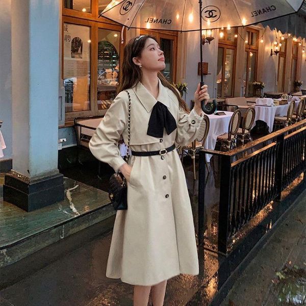 women's trench coats retro korean style loose mid-length khaki windbreaker jacket female autumn small man 2021, Tan;black
women's trench coats retro korean style loose mid-length khaki windbreaker jacket female autumn small man 2021, Tan;black