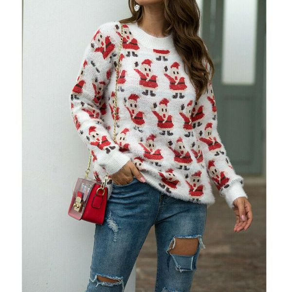 women's sweaters womens female long sleeve christmas theme sweater jumper winter warm pullover santa claus casual festival clothing, White;black
women's sweaters womens female long sleeve christmas theme sweater jumper winter warm pullover santa claus casual festival clothing, White;black