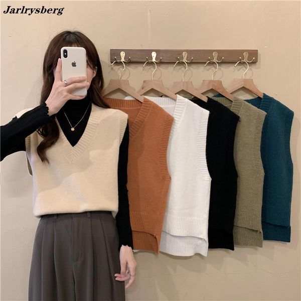 women's sweaters 2021 knitted basic casual spring autumn sweater vest sleeveless loose v-neck female jumpers pullover, White;black
women's sweaters 2021 knitted basic casual spring autumn sweater vest sleeveless loose v-neck female jumpers pullover, White;black