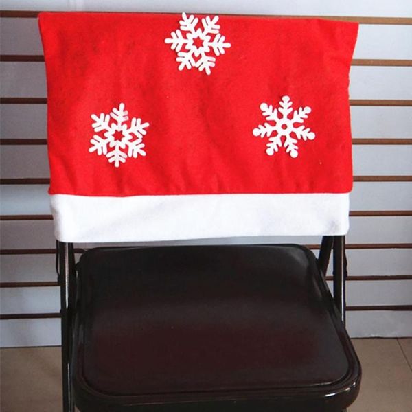 chair covers merry christmas cover non-woven snowflake patch seat red room decoration