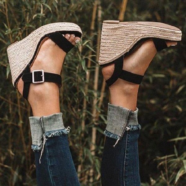 summer 2021 women sandals open toe platform wedges comfort fish mouth weave causal high heels chaussures plus 43 dress shoes, Black
summer 2021 women sandals open toe platform wedges comfort fish mouth weave causal high heels chaussures plus 43 dress shoes, Black