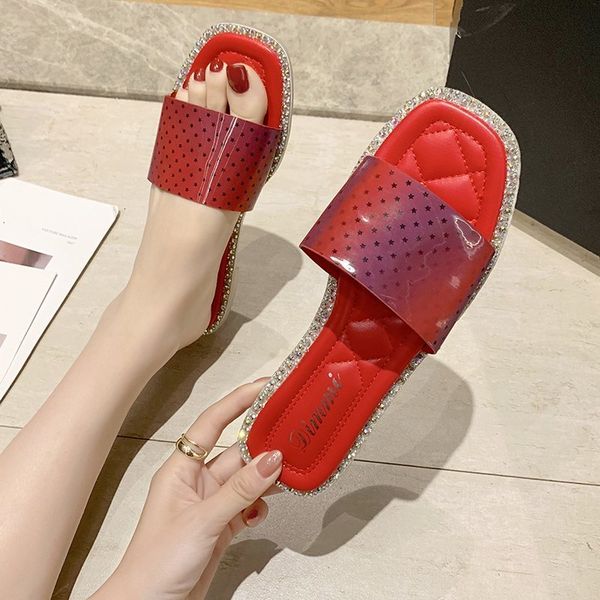 black red flat open toe summer soft sole slippers women outdoor shiny slides 3xmb 
black red flat open toe summer soft sole slippers women outdoor shiny slides 3xmb