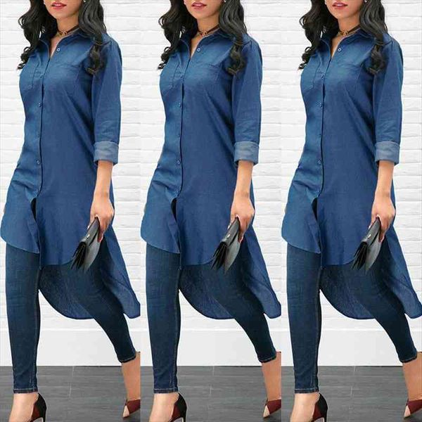 fashion sleeve loose casual jean women blouses denim blue long summer autumn, White
fashion sleeve loose casual jean women blouses denim blue long summer autumn, White