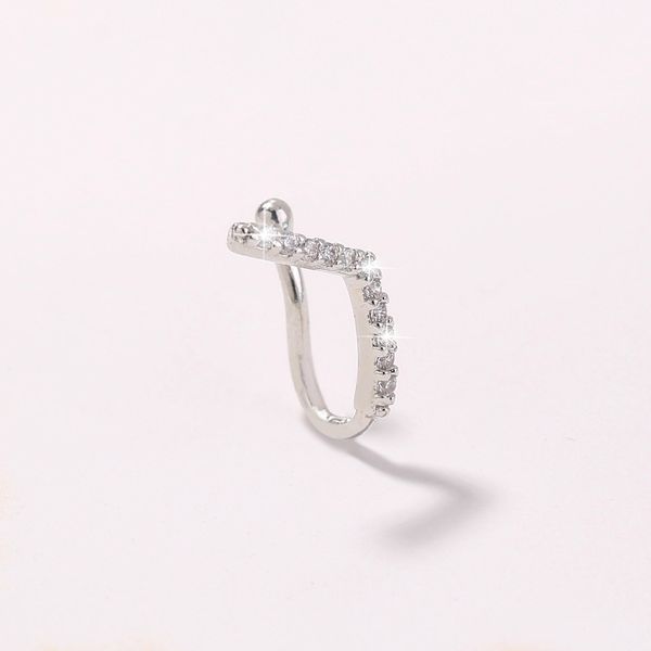 new micro inlaid zircon u-shaped geometric ring simple irregular v-shaped women's puncture nail nose clip, Silver
new micro inlaid zircon u-shaped geometric ring simple irregular v-shaped women's puncture nail nose clip, Silver