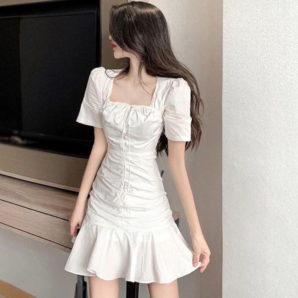 casual dresses jlong women's dress korean square collar puff sleeve female ruffled fishtail white vestido de mujer, Black;gray
casual dresses jlong women's dress korean square collar puff sleeve female ruffled fishtail white vestido de mujer, Black;gray