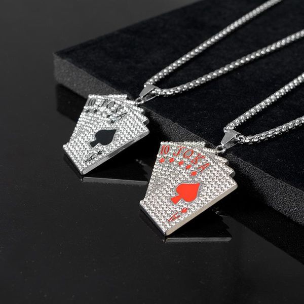 pendant necklaces women crystal poker necklace hiphop men jewelry playing card full rhinestone titanium steel straight flush pendants, Silver
pendant necklaces women crystal poker necklace hiphop men jewelry playing card full rhinestone titanium steel straight flush pendants, Silver