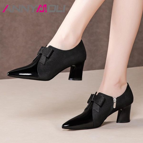 dress shoes annymoli high heels women pumps natural genuine leather zip thick heel sheepskin bow pointed toe ladies size 42, Black
dress shoes annymoli high heels women pumps natural genuine leather zip thick heel sheepskin bow pointed toe ladies size 42, Black