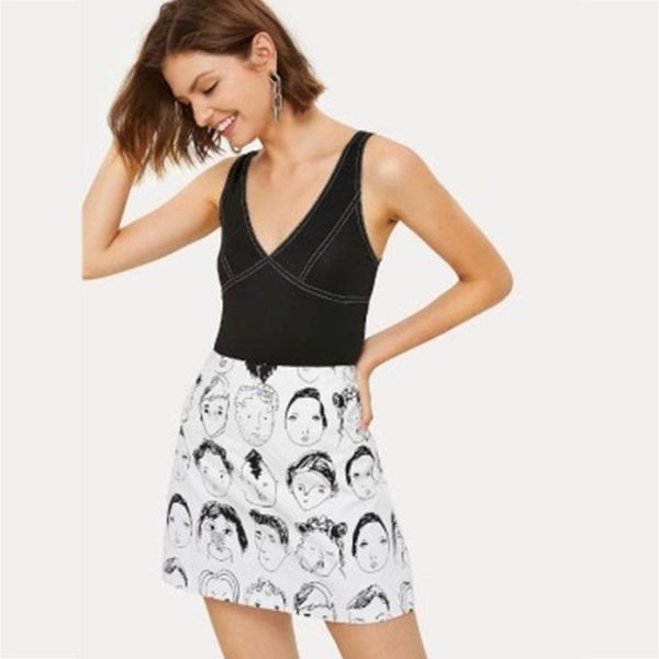 elegant woman's summer fashion commuter style plum-size printed head skirt goes with a-line midi skirts, Black
elegant woman's summer fashion commuter style plum-size printed head skirt goes with a-line midi skirts, Black